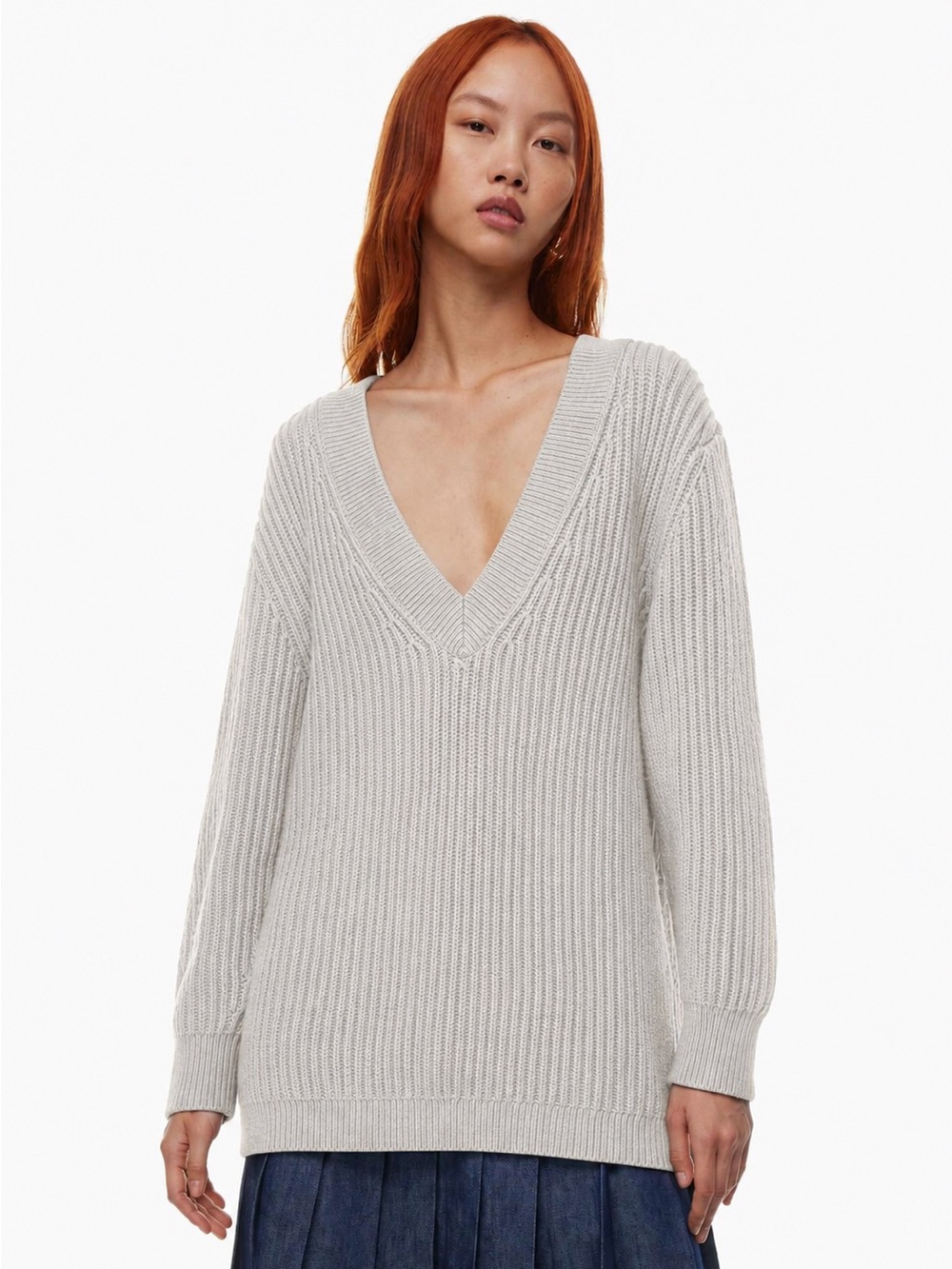Aritzia Babaton Roger Merino Wool Sweater V Neck Ribbed Textured XS *w